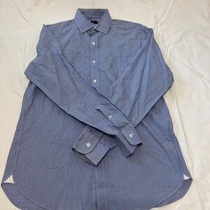 J CREW Men's Blue Button up shirt Medium Wrinkle Free Business Casual Classic
